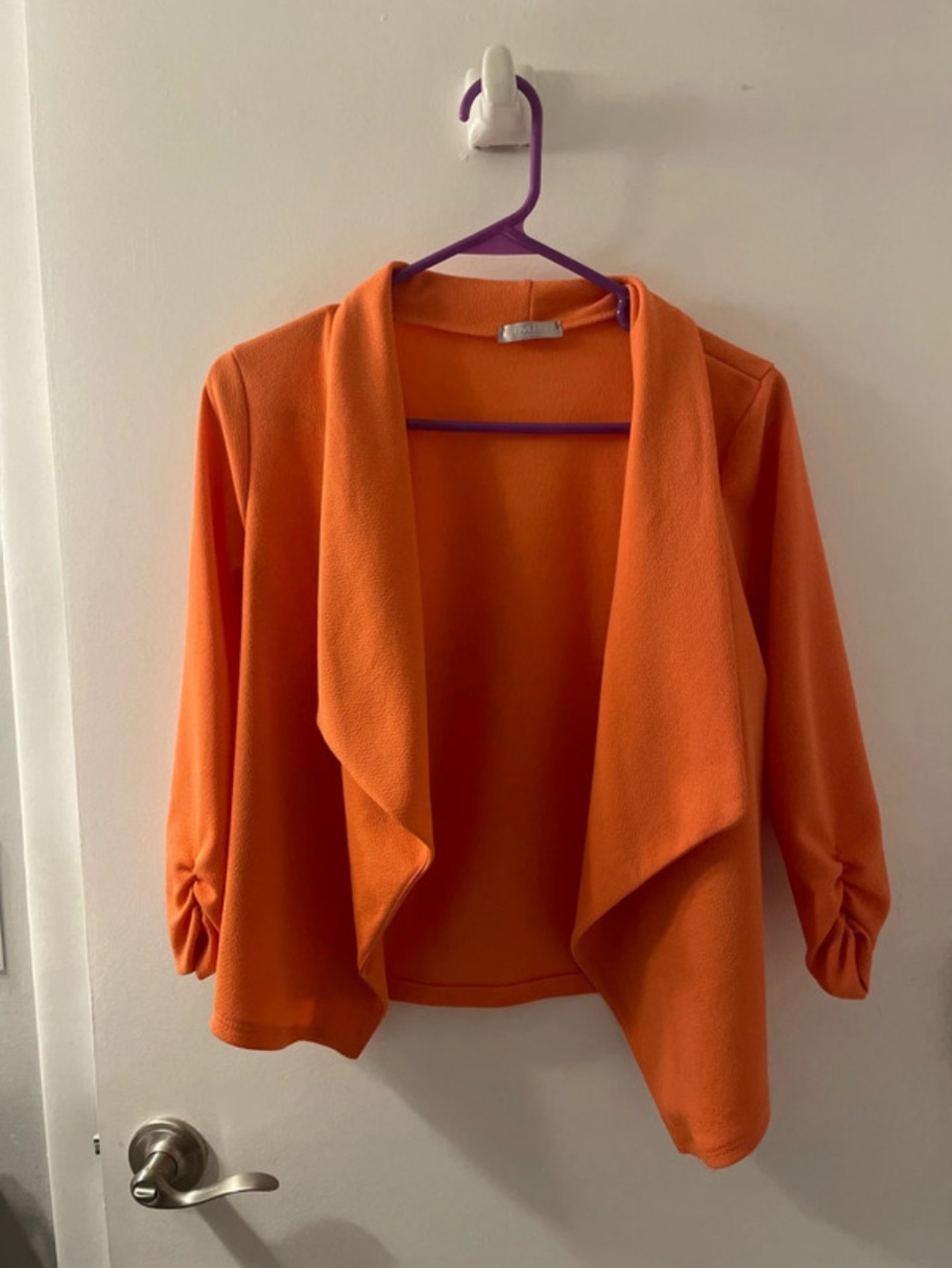 Coral Draped Open-Front Women's Blazer